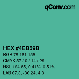 Color code: HEX #4EB59B | qconv.com
