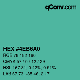 カラーコード: HEX #4EB6A0 | qconv.com