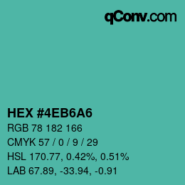 カラーコード: HEX #4EB6A6 | qconv.com