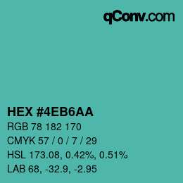 Color code: HEX #4EB6AA | qconv.com