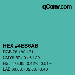 カラーコード: HEX #4EB6AB | qconv.com