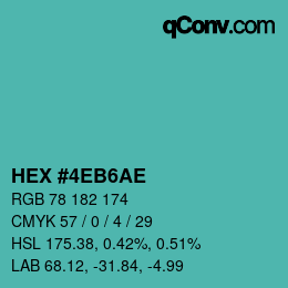 Color code: HEX #4EB6AE | qconv.com