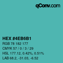 カラーコード: HEX #4EB6B1 | qconv.com