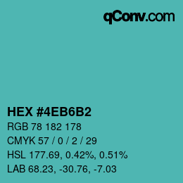 カラーコード: HEX #4EB6B2 | qconv.com