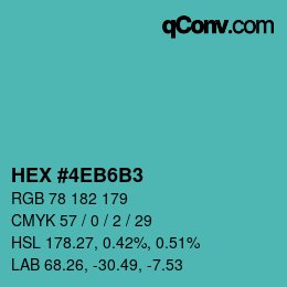 Color code: HEX #4EB6B3 | qconv.com