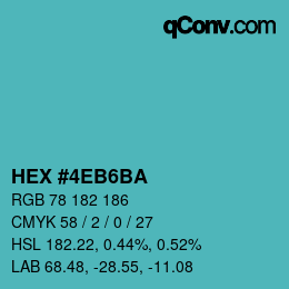 Color code: HEX #4EB6BA | qconv.com