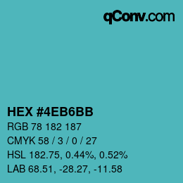 Color code: HEX #4EB6BB | qconv.com