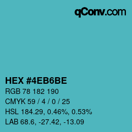 カラーコード: HEX #4EB6BE | qconv.com