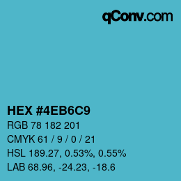 カラーコード: HEX #4EB6C9 | qconv.com
