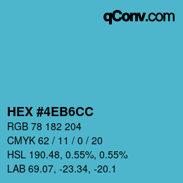 Color code: HEX #4EB6CC | qconv.com