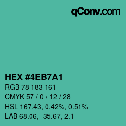 カラーコード: HEX #4EB7A1 | qconv.com