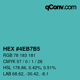 颜色代码: HEX #4EB7B5 | qconv.com