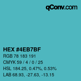 Color code: HEX #4EB7BF | qconv.com
