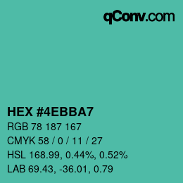 Color code: HEX #4EBBA7 | qconv.com