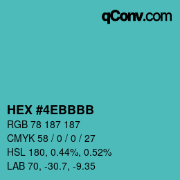 Color code: HEX #4EBBBB | qconv.com