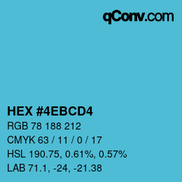 Farbcode: HEX #4EBCD4 | qconv.com