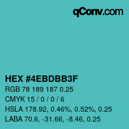 Farbcode: HEX #4EBDBB3F | qconv.com