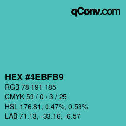 Color code: HEX #4EBFB9 | qconv.com