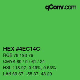 カラーコード: HEX #4EC14C | qconv.com
