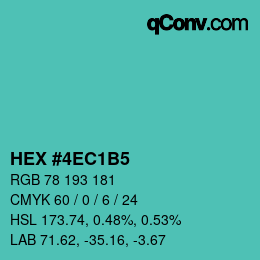 颜色代码: HEX #4EC1B5 | qconv.com