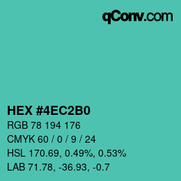 カラーコード: HEX #4EC2B0 | qconv.com