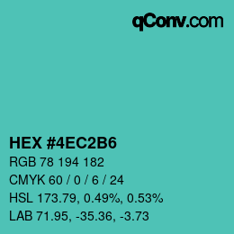 カラーコード: HEX #4EC2B6 | qconv.com