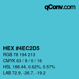 颜色代码: HEX #4EC2D5 | qconv.com