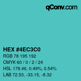 カラーコード: HEX #4EC3C0 | qconv.com