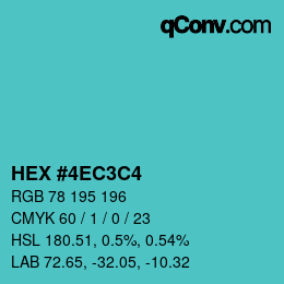 カラーコード: HEX #4EC3C4 | qconv.com