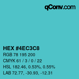 カラーコード: HEX #4EC3C8 | qconv.com
