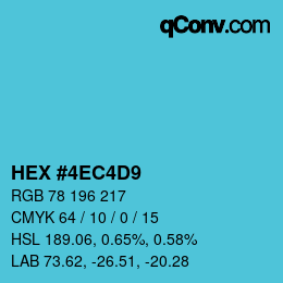 カラーコード: HEX #4EC4D9 | qconv.com