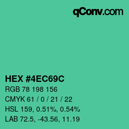Color code: HEX #4EC69C | qconv.com