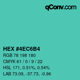 Color code: HEX #4EC6B4 | qconv.com