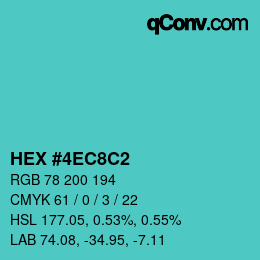 カラーコード: HEX #4EC8C2 | qconv.com