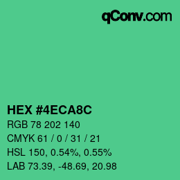 Color code: HEX #4ECA8C | qconv.com