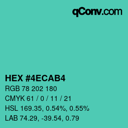 カラーコード: HEX #4ECAB4 | qconv.com