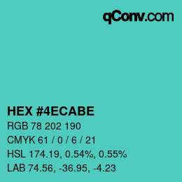 Color code: HEX #4ECABE | qconv.com