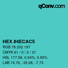 カラーコード: HEX #4ECAC5 | qconv.com
