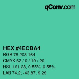カラーコード: HEX #4ECBA4 | qconv.com