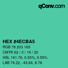 Color code: HEX #4ECBA5 | qconv.com