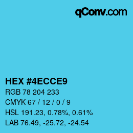 カラーコード: HEX #4ECCE9 | qconv.com