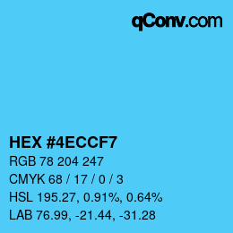 カラーコード: HEX #4ECCF7 | qconv.com