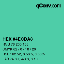 颜色代码: HEX #4ECDA8 | qconv.com