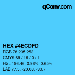 颜色代码: HEX #4ECDFD | qconv.com