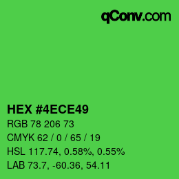 Código de color: HEX #4ECE49 | qconv.com