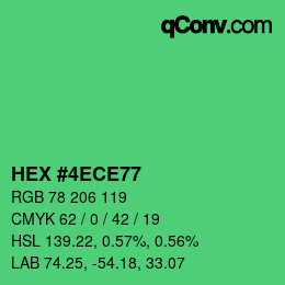 カラーコード: HEX #4ECE77 | qconv.com