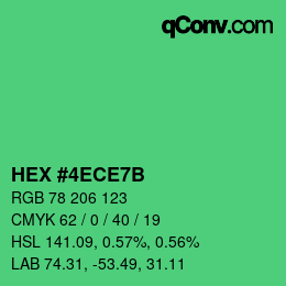 カラーコード: HEX #4ECE7B | qconv.com