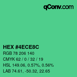 Color code: HEX #4ECE8C | qconv.com