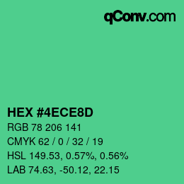 Color code: HEX #4ECE8D | qconv.com