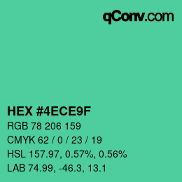 Color code: HEX #4ECE9F | qconv.com
